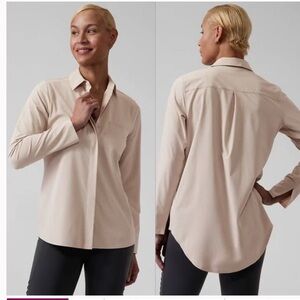 Athleta Urbanite Hidden Button Down Top Slitcuff | xs